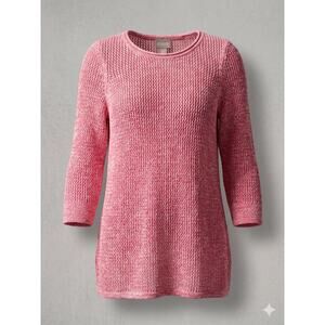 Chico's Women's S Coastal Feminine Resortwear‎ Beachy Open Knit Crewneck Sweater